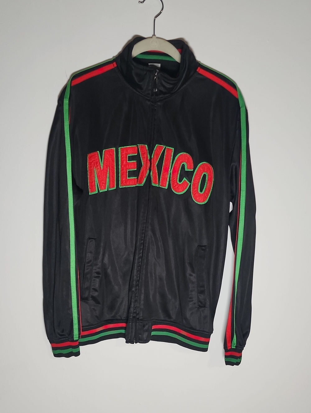 Source Unknown Black Track Jacket with Red & Green Trim